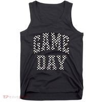Checkered Game Day Football Black White Gift Tank Top thumb 0