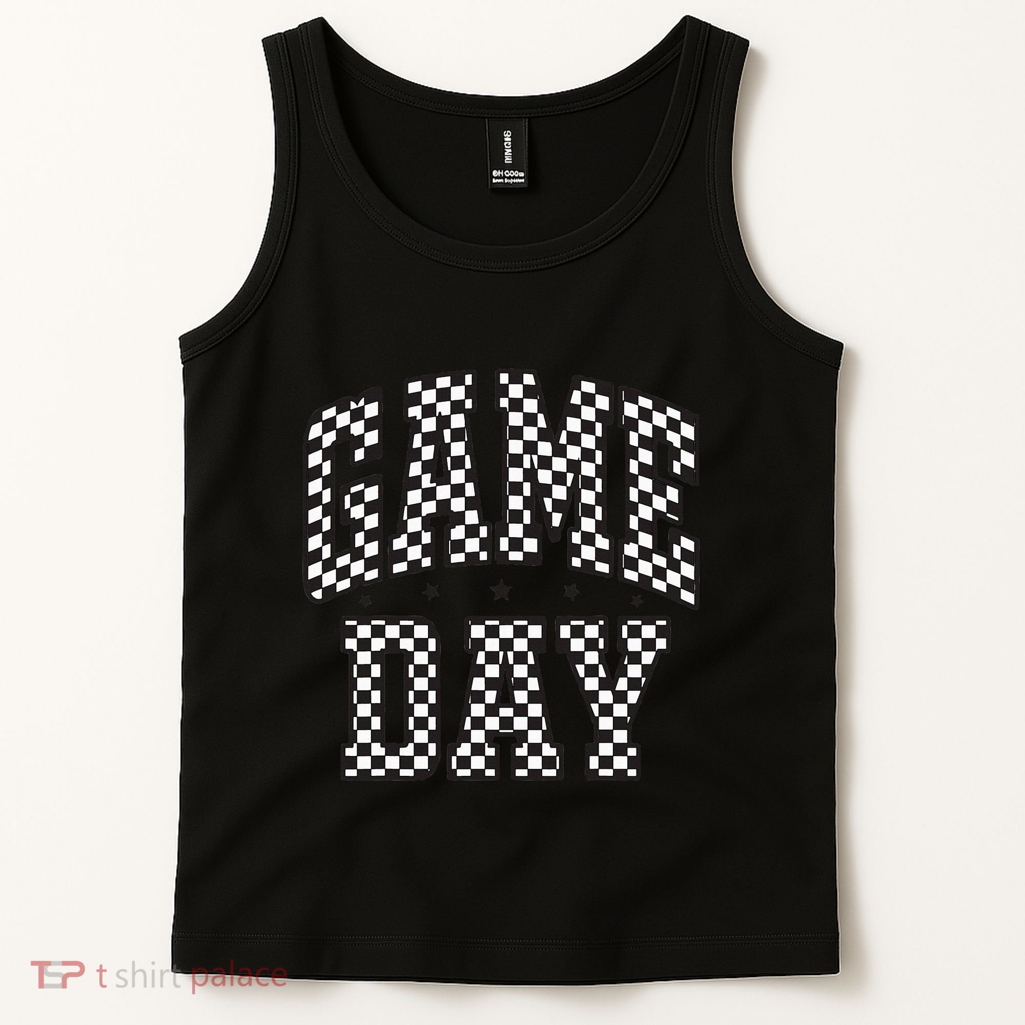 Checkered Game Day Football Black White Gift Tank Top