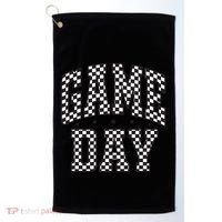 Checkered Game Day Football Black White Gift Golf Towel thumb 0