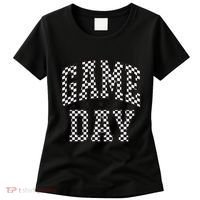 Checkered Game Day Football Black White Gift Women's T-Shirt thumb 0