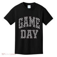 Checkered Game Day Football Black White Gift Kids T-Shirt thumb 0