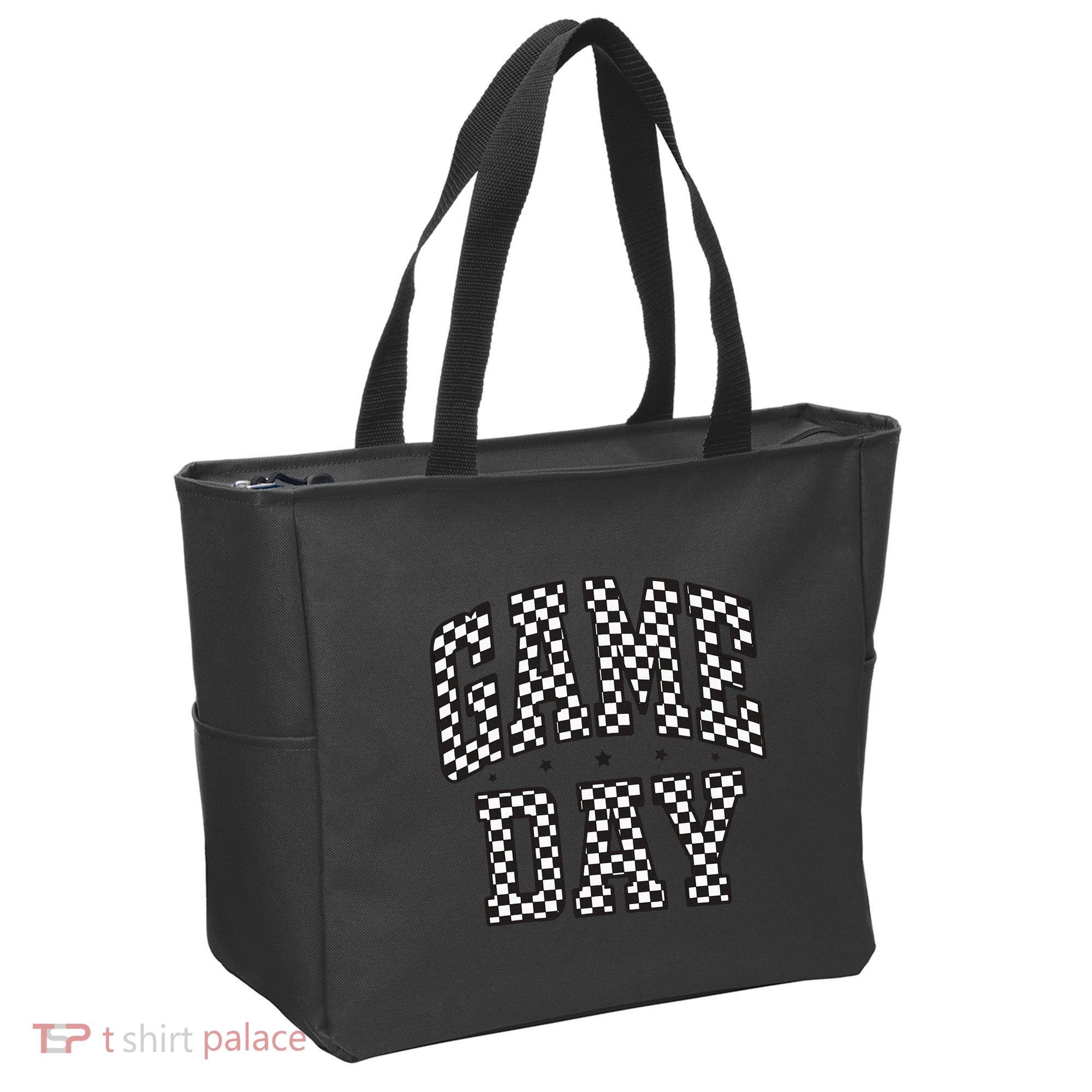 Checkered Game Day Football Black White Gift Tote Bag