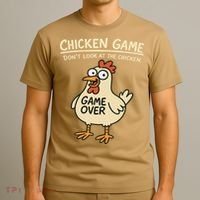 Chicken Game Dont Look At The Chicken Funny Chicken T-Shirt thumb 3