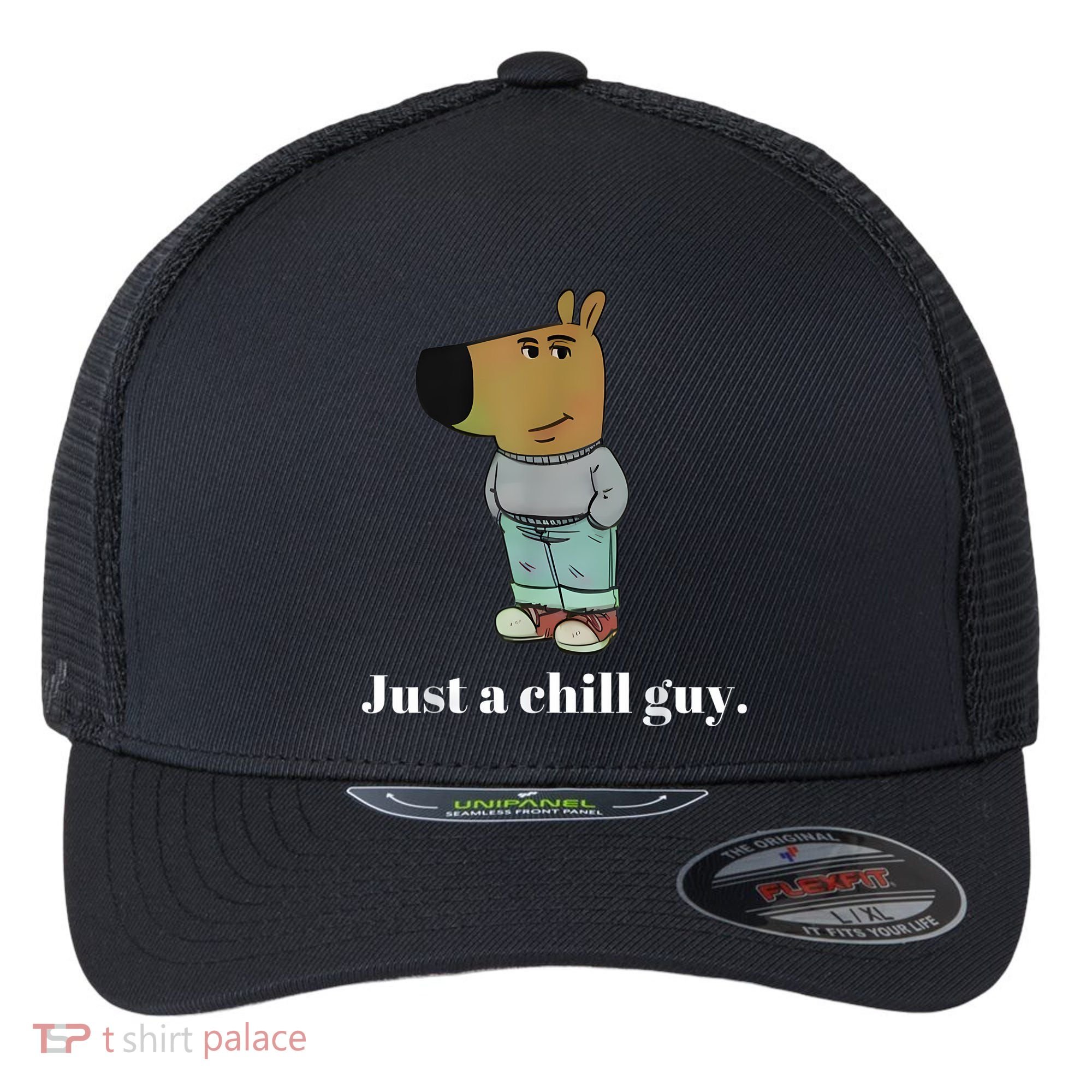 Chill Guy Dog Funny Chill Guy Meme Flexfit Unipanel Trucker Cap
