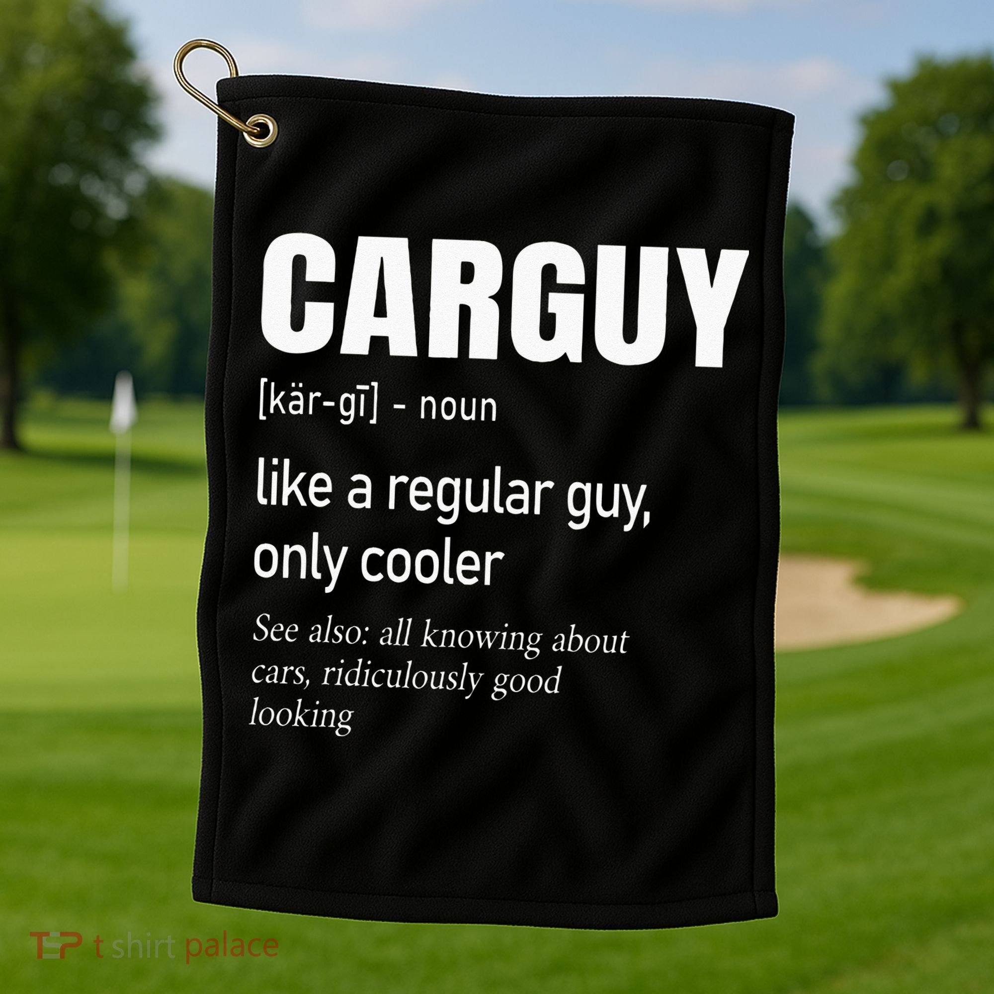 Car Guy Definition Mechanic & Auto Racing Golf Towel