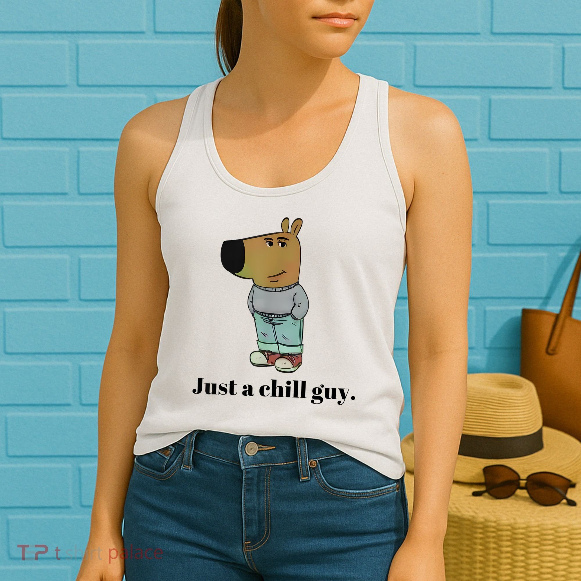 Chill Guy Dog Meme Funny Chill Guy Meme Women's Tank Top