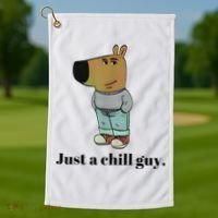 Chill Guy Dog Meme Funny Chill Guy Meme Golf Towel thumb 1