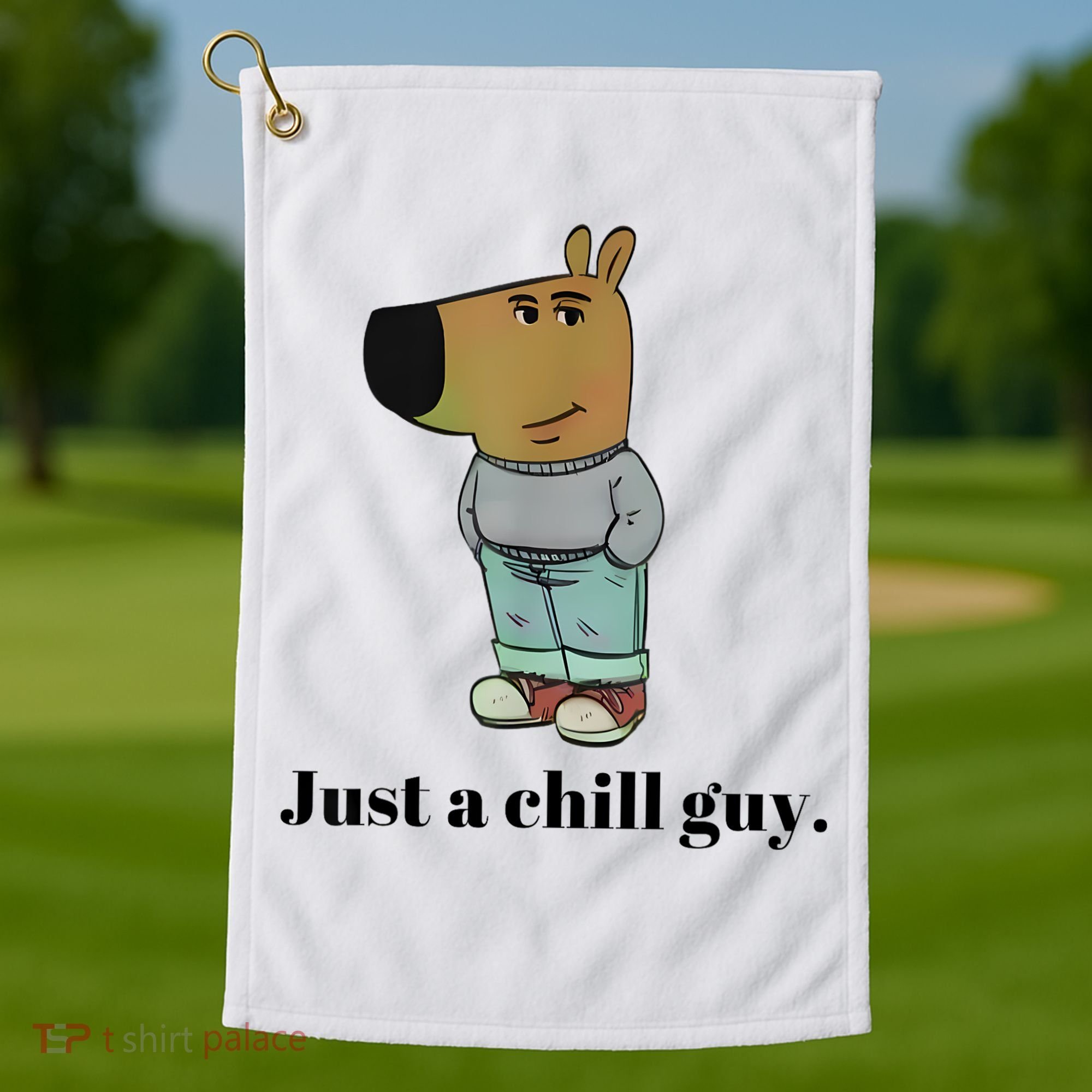 Chill Guy Dog Meme Funny Chill Guy Meme Golf Towel