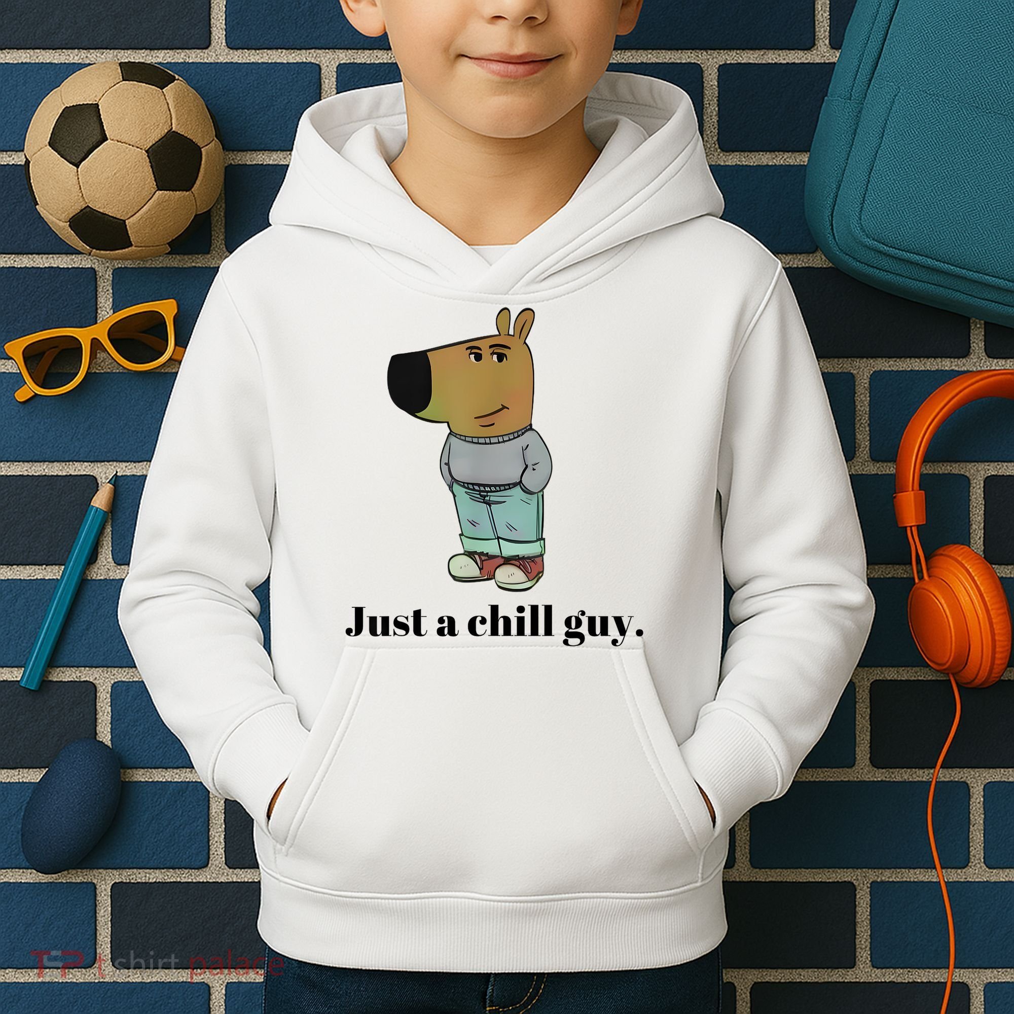 Chill Guy Dog Meme Funny Chill Guy Meme Kids Hoodie