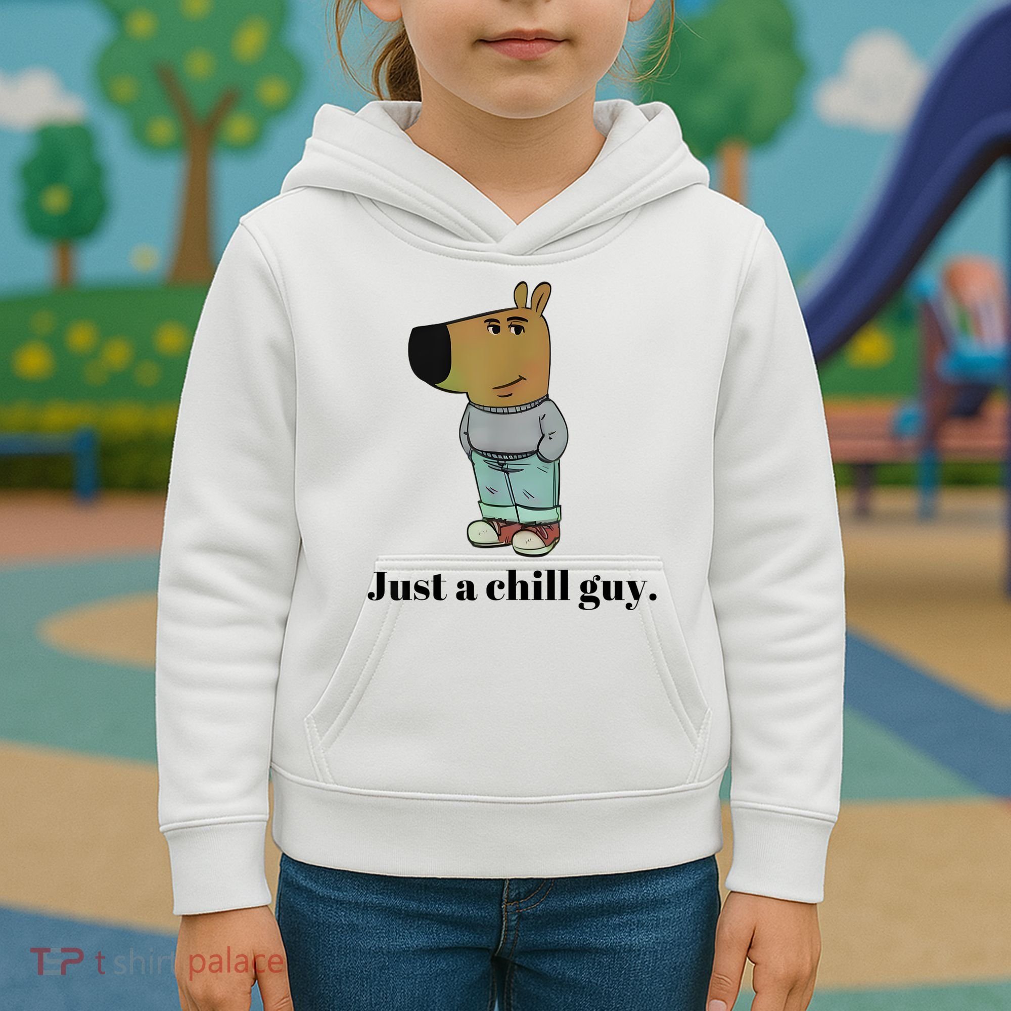 Chill Guy Dog Meme Funny Chill Guy Meme Kids Hoodie