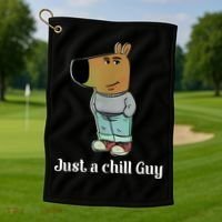 Chill Guy Dog Funny Chill Guy Meme Golf Towel thumb 1