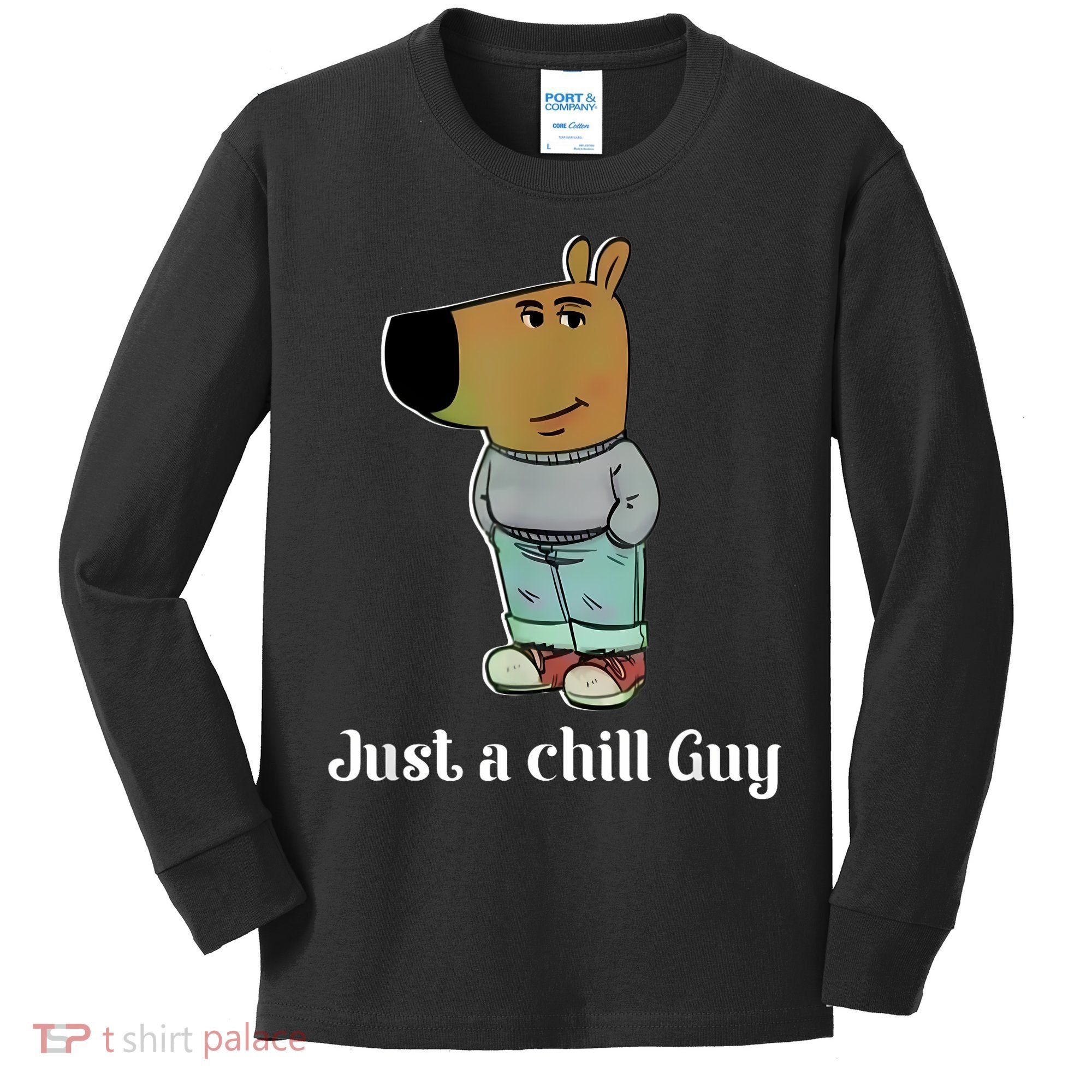 Chill Guy Dog Funny Chill Guy Meme Kids Long Sleeve Shirt