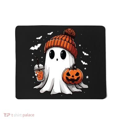 Cute Ghost Drinking Coffee Halloween Ghost Ice Coffee Women Long Sleeve Mousepad