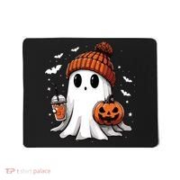 Cute Ghost Drinking Coffee Halloween Ghost Ice Coffee Women Long Sleeve Mousepad thumb 0