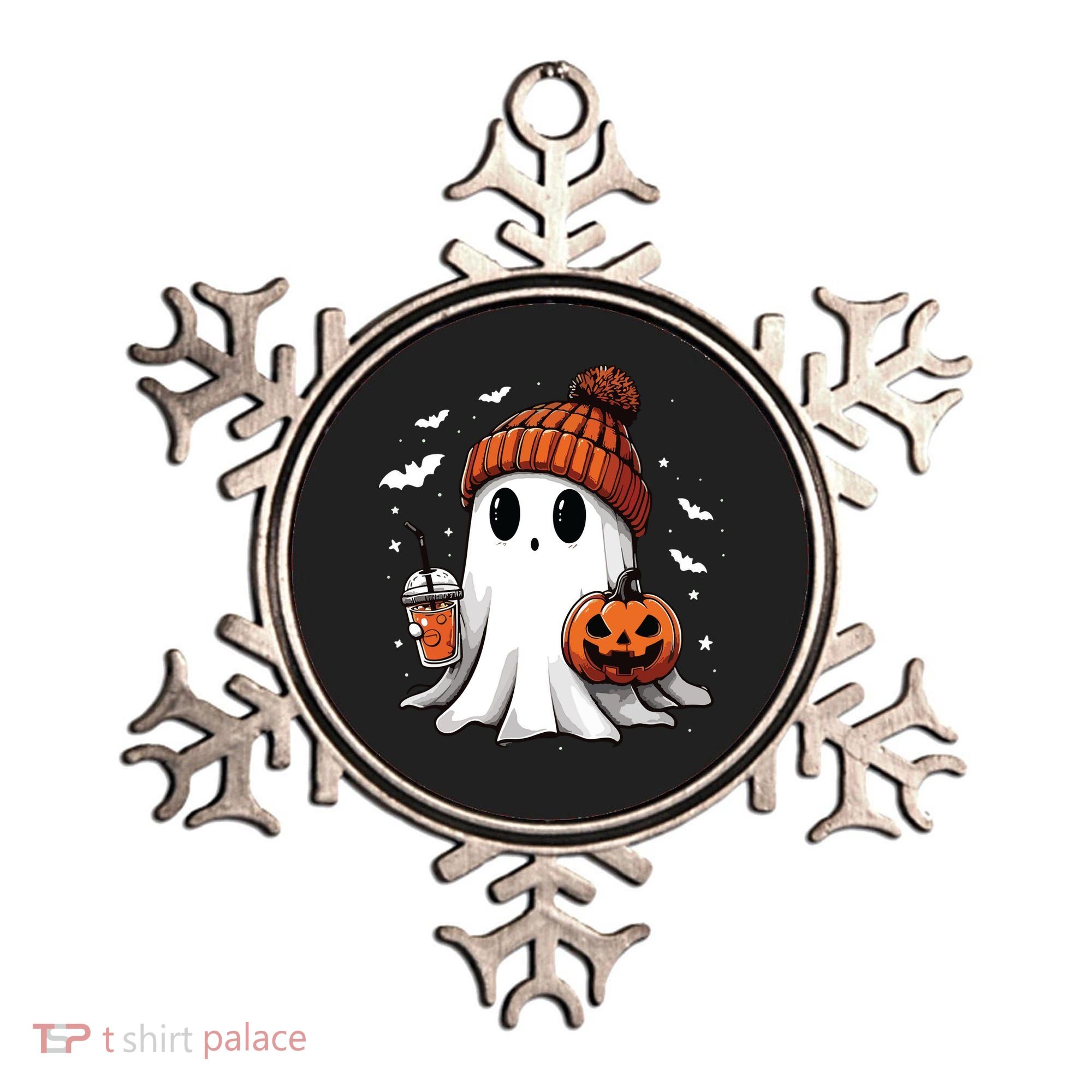 Cute Ghost Drinking Coffee Halloween Ghost Ice Coffee Women Long Sleeve Ornament