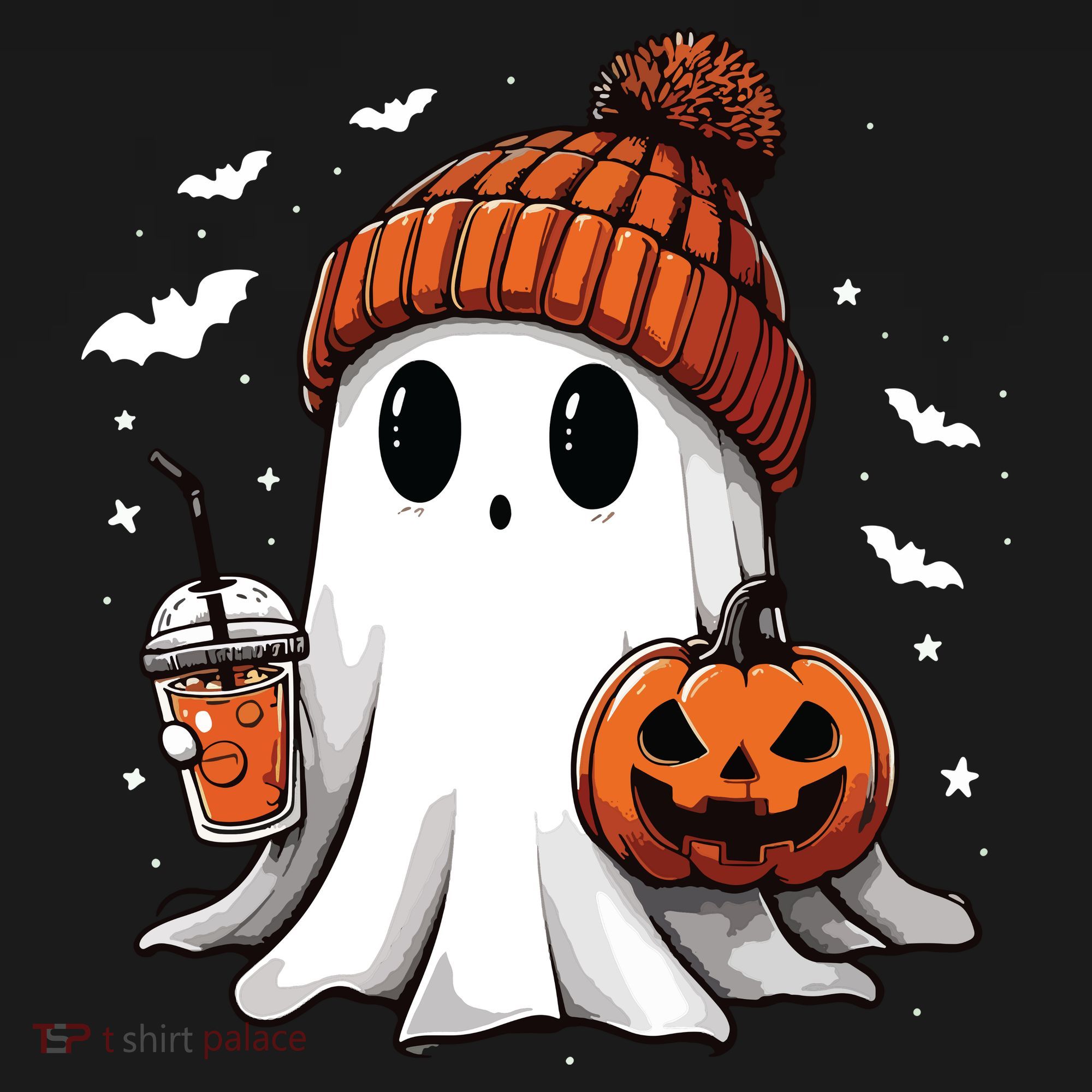 Cute Ghost Drinking Coffee Halloween Ghost Ice Coffee Women Long Sleeve Baby Bodysuit