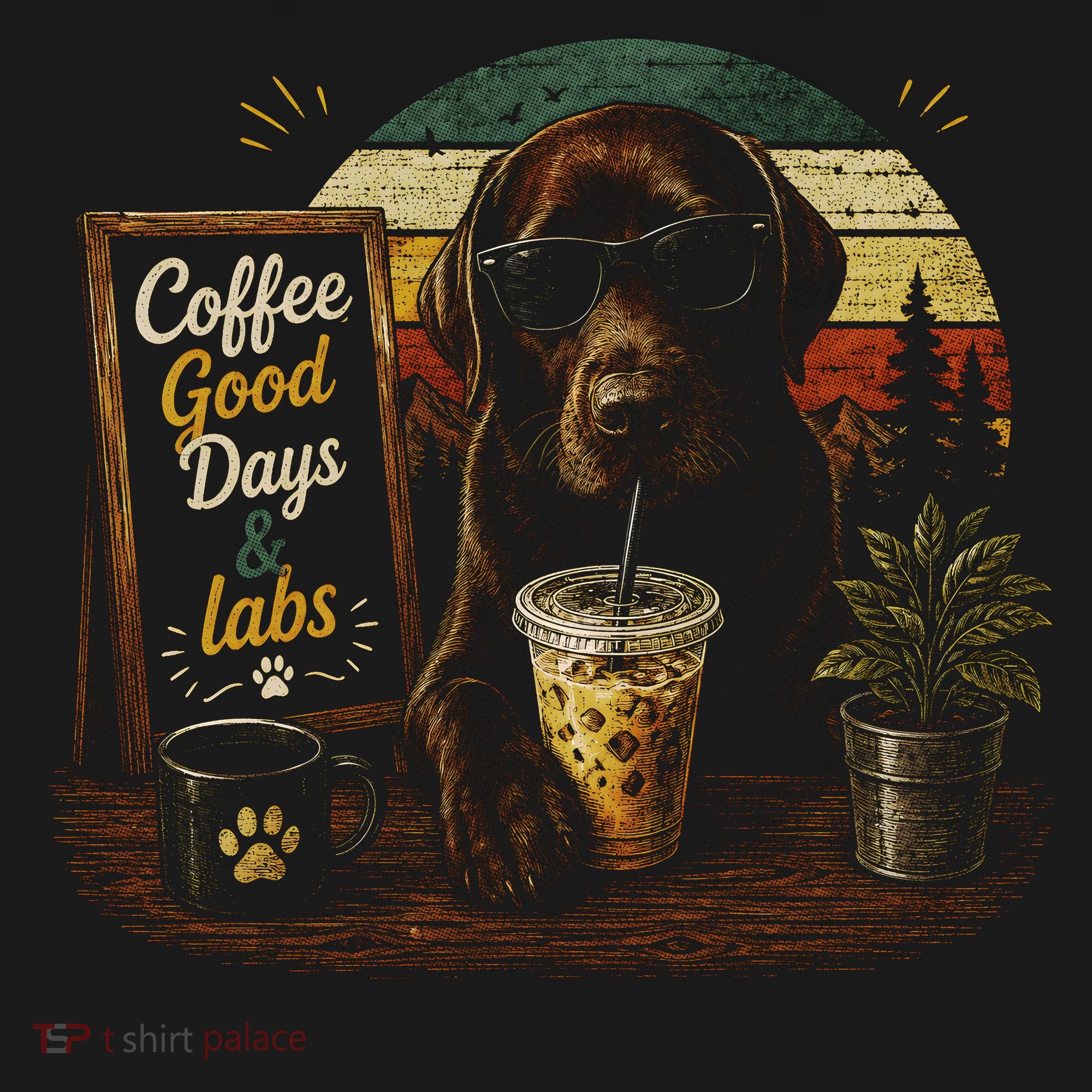 Coffee Good Days And Labs Dog Lover Cute Funny Bucket Hat
