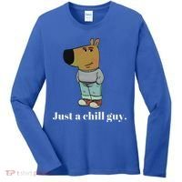 Chill Guy Dog Funny Chill Guy Meme Women's Long Sleeve Shirt thumb 0