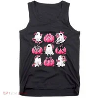 Cute Ghost Florals Coquette Bows Pumpkins Halloween Tank Top thumb 0