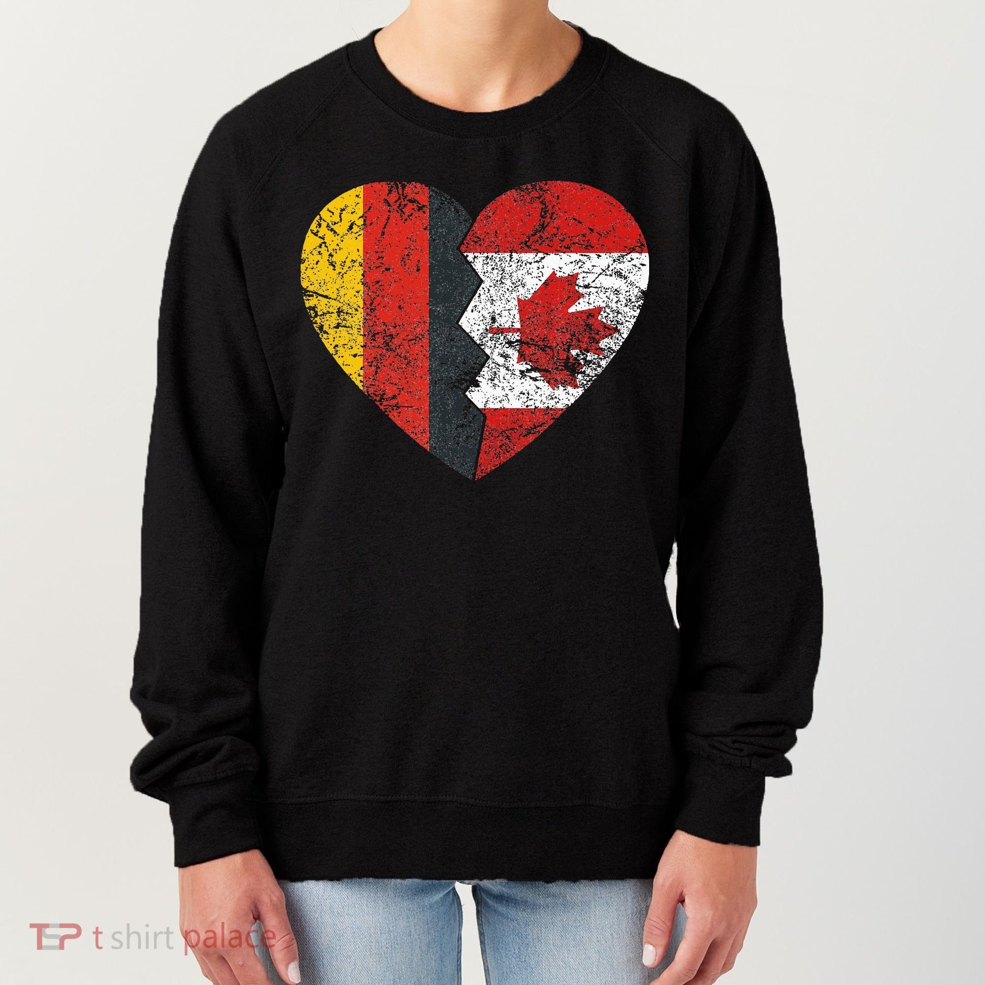 Canadian German Flag Heart Germany Canada Flag Roots Women's Sweatshirt