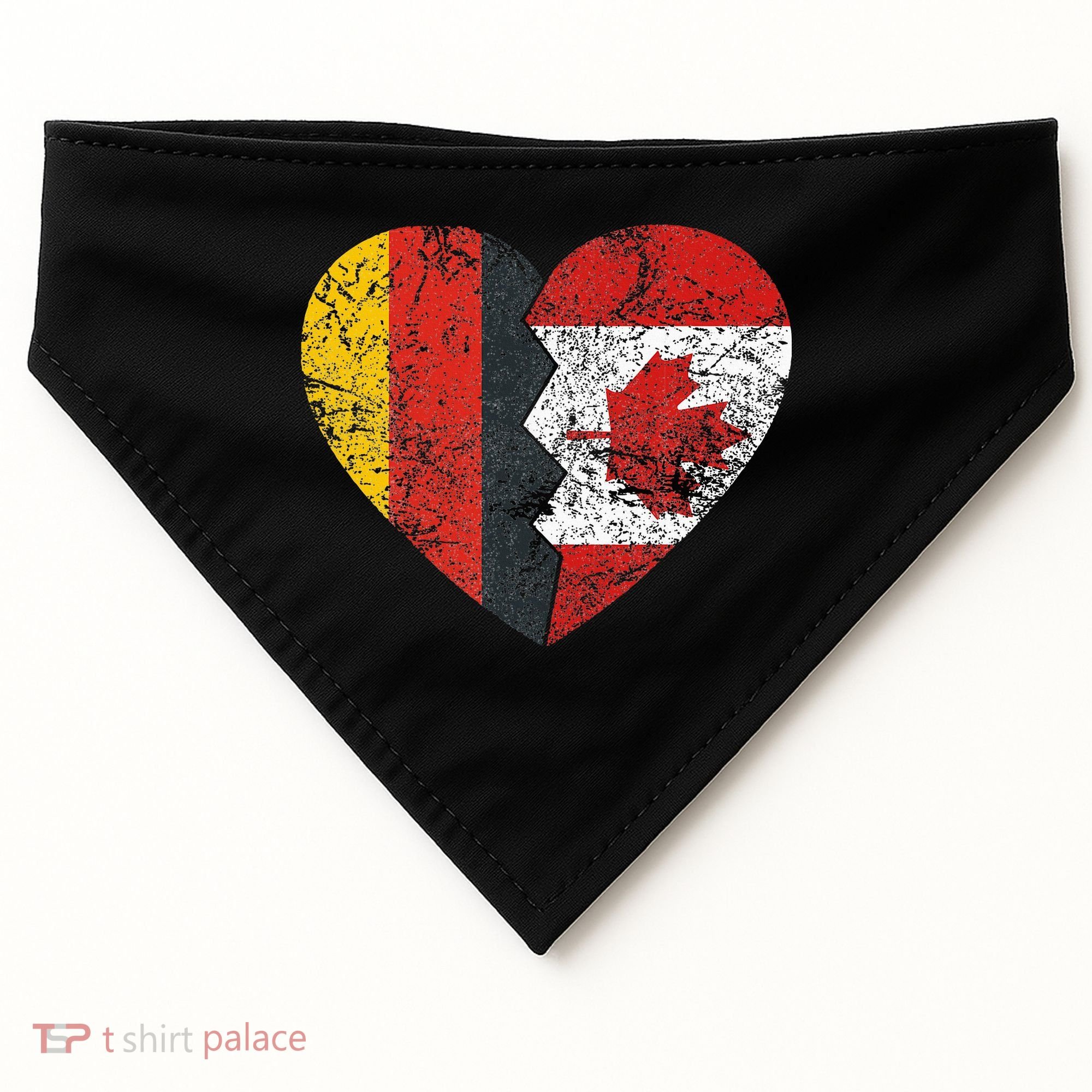 Canadian German Flag Heart Germany Canada Flag Roots USA-Made Doggie Bandana