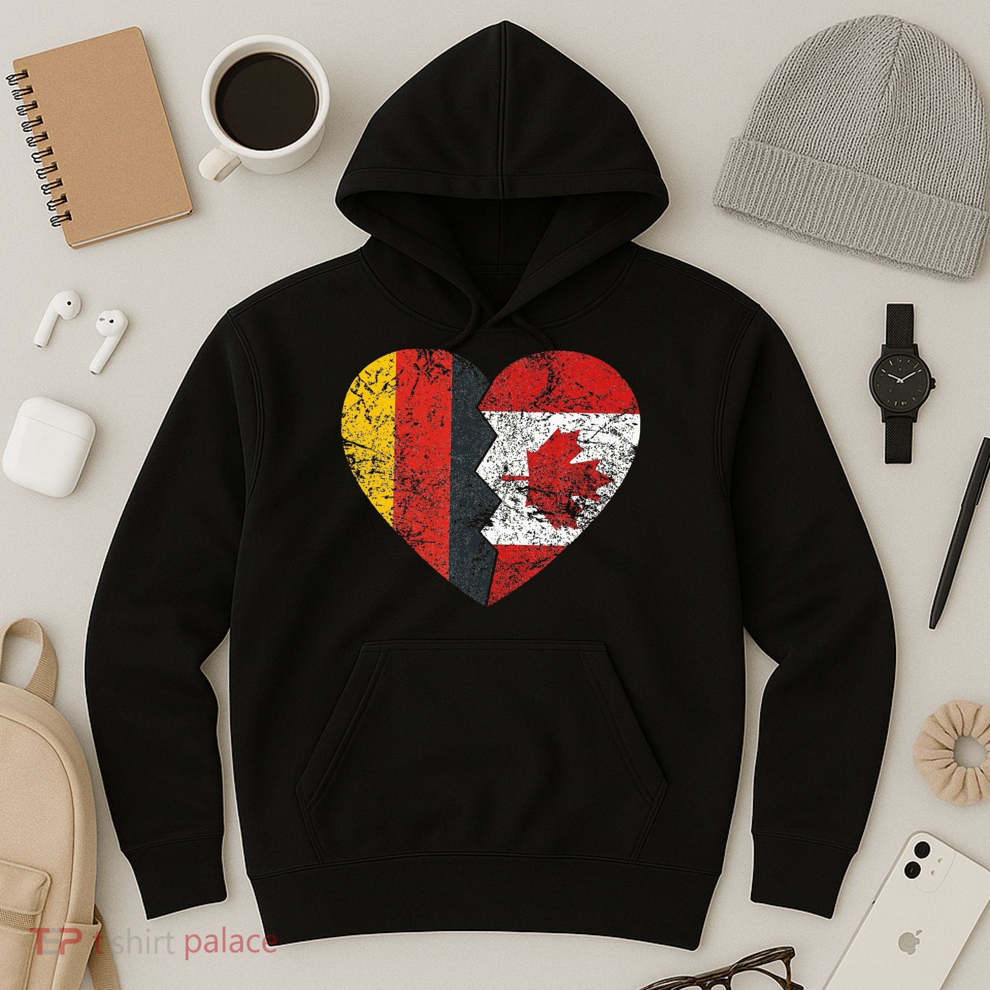Canadian German Flag Heart Germany Canada Flag Roots Hoodie