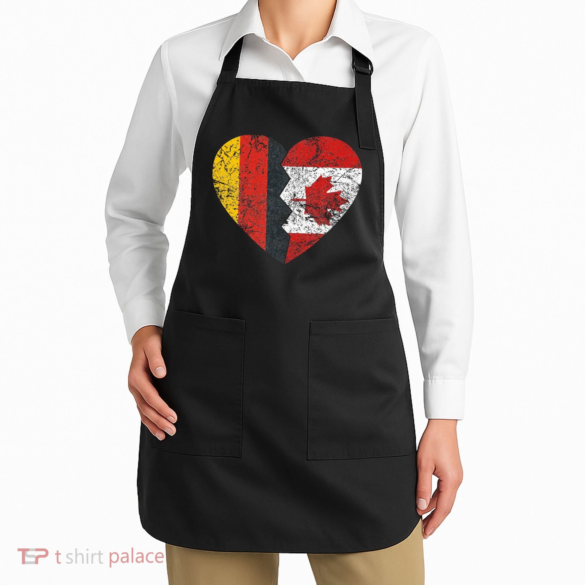 Canadian German Flag Heart Germany Canada Flag Roots Apron