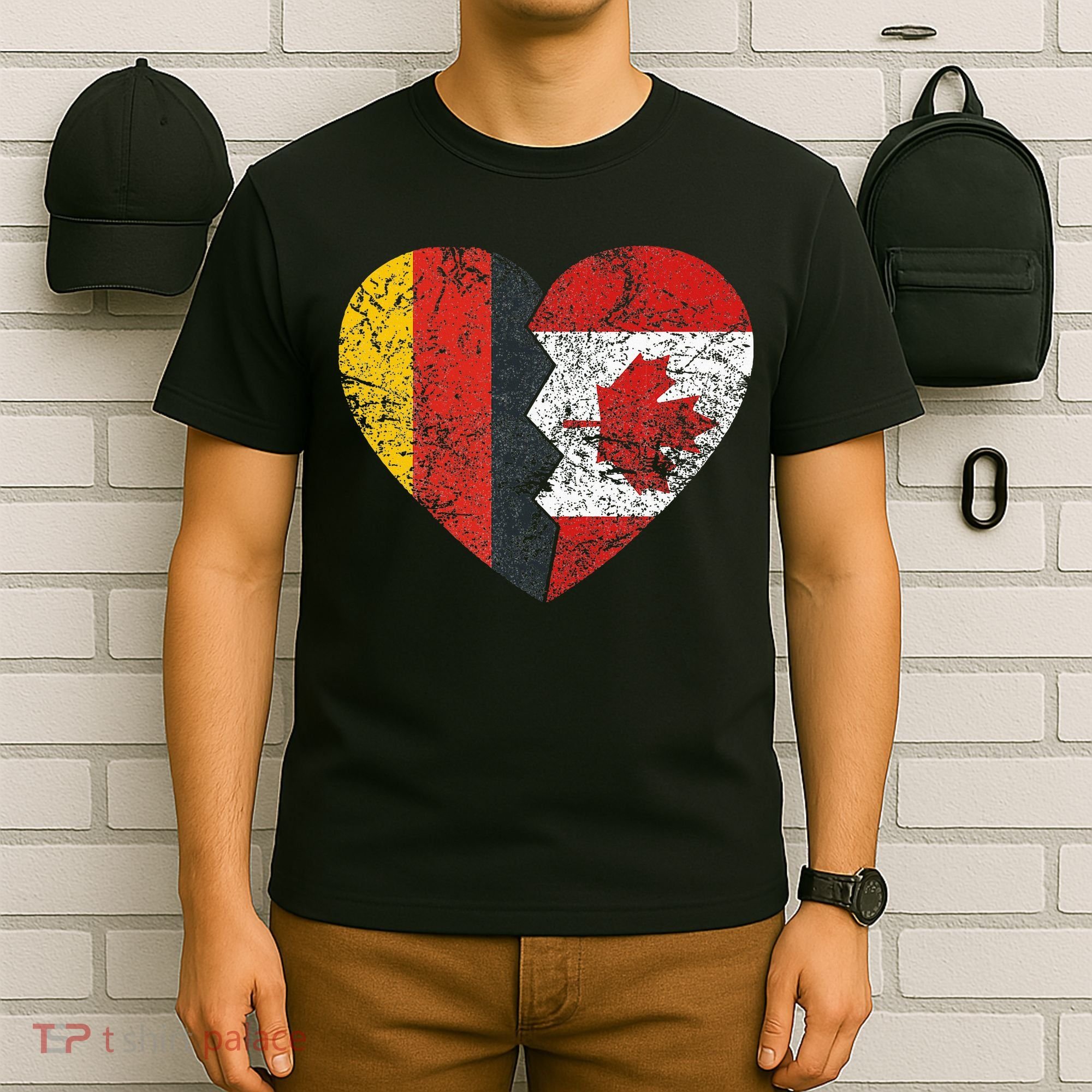 Canadian German Flag Heart Germany Canada Flag Roots T-Shirt