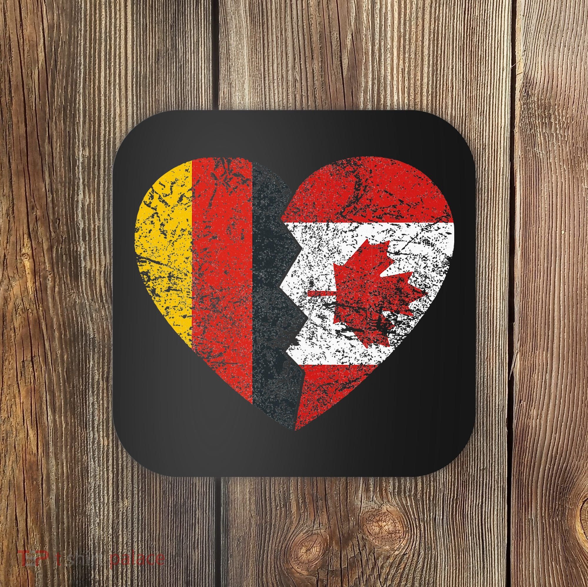 Canadian German Flag Heart Germany Canada Flag Roots Coaster