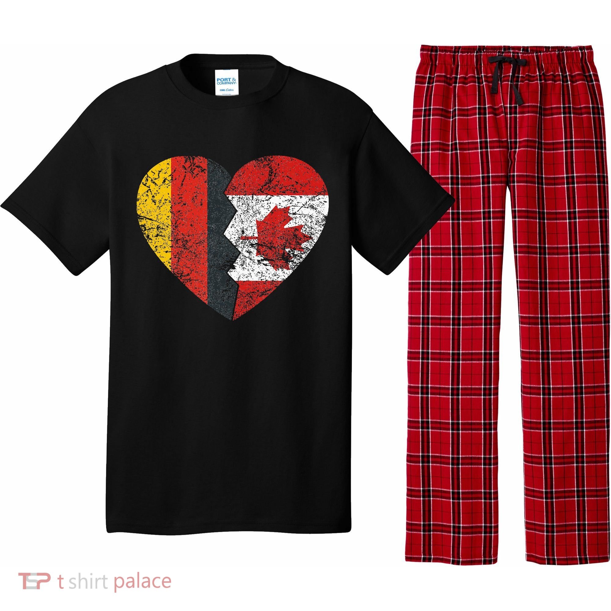 Canadian German Flag Heart Germany Canada Flag Roots Pajama Set