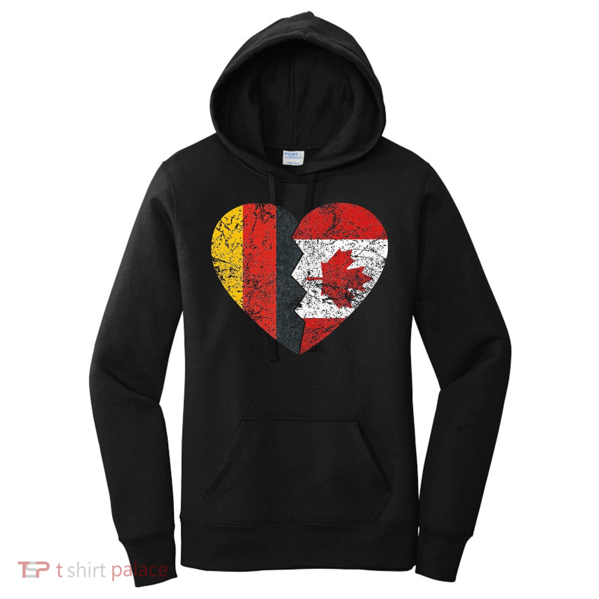 Canadian German Flag Heart Germany Canada Flag Roots Women's Hoodie