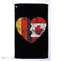 Canadian German Flag Heart Germany Canada Flag Roots Golf Towel thumb 0