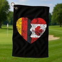 Canadian German Flag Heart Germany Canada Flag Roots Golf Towel thumb 1