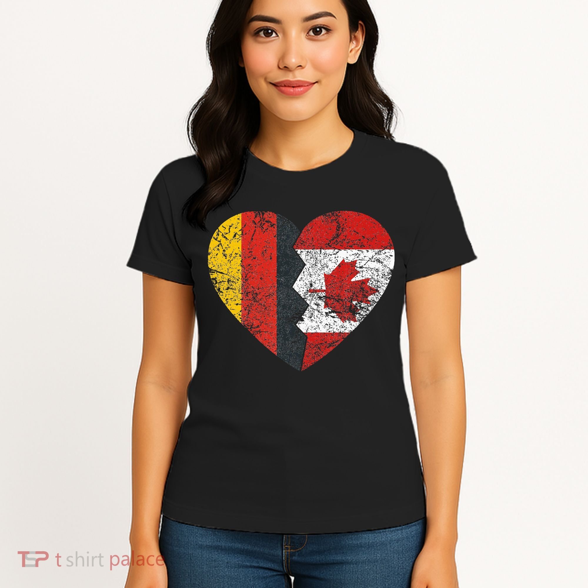 Canadian German Flag Heart Germany Canada Flag Roots Women's T-Shirt