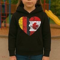Canadian German Flag Heart Germany Canada Flag Roots Kids Hoodie thumb 3