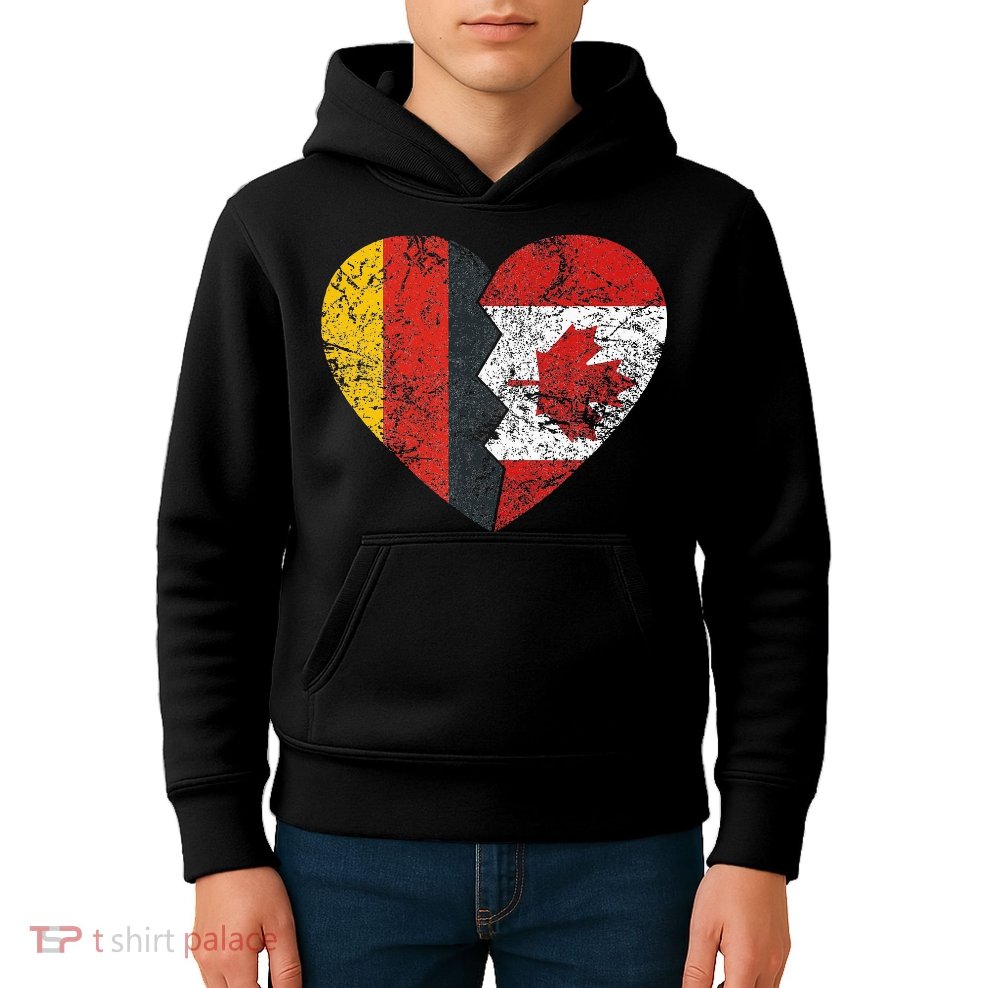Canadian German Flag Heart Germany Canada Flag Roots Kids Hoodie