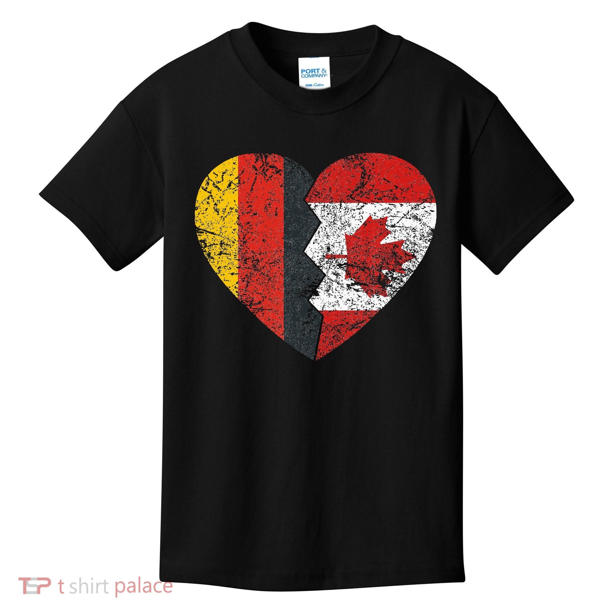 Canadian German Flag Heart Germany Canada Flag Roots Kids T-Shirt