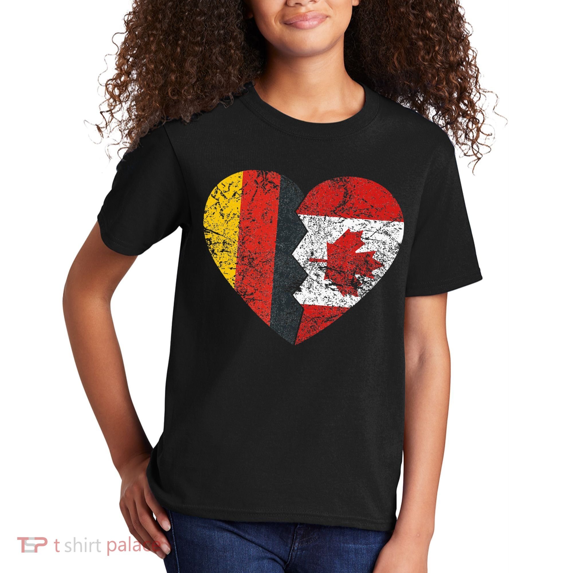 Canadian German Flag Heart Germany Canada Flag Roots Kids T-Shirt