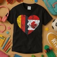 Canadian German Flag Heart Germany Canada Flag Roots Kids T-Shirt thumb 3