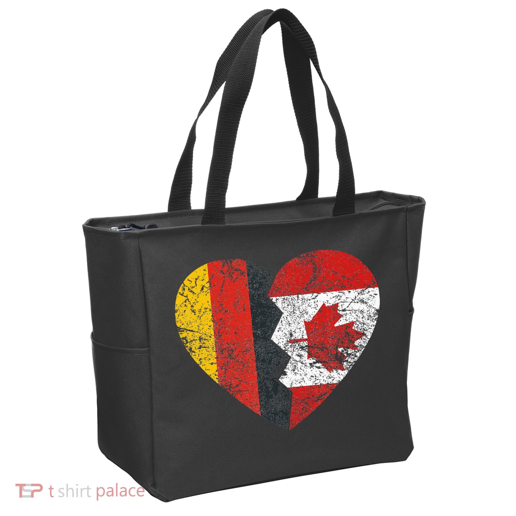 Canadian German Flag Heart Germany Canada Flag Roots Tote Bag