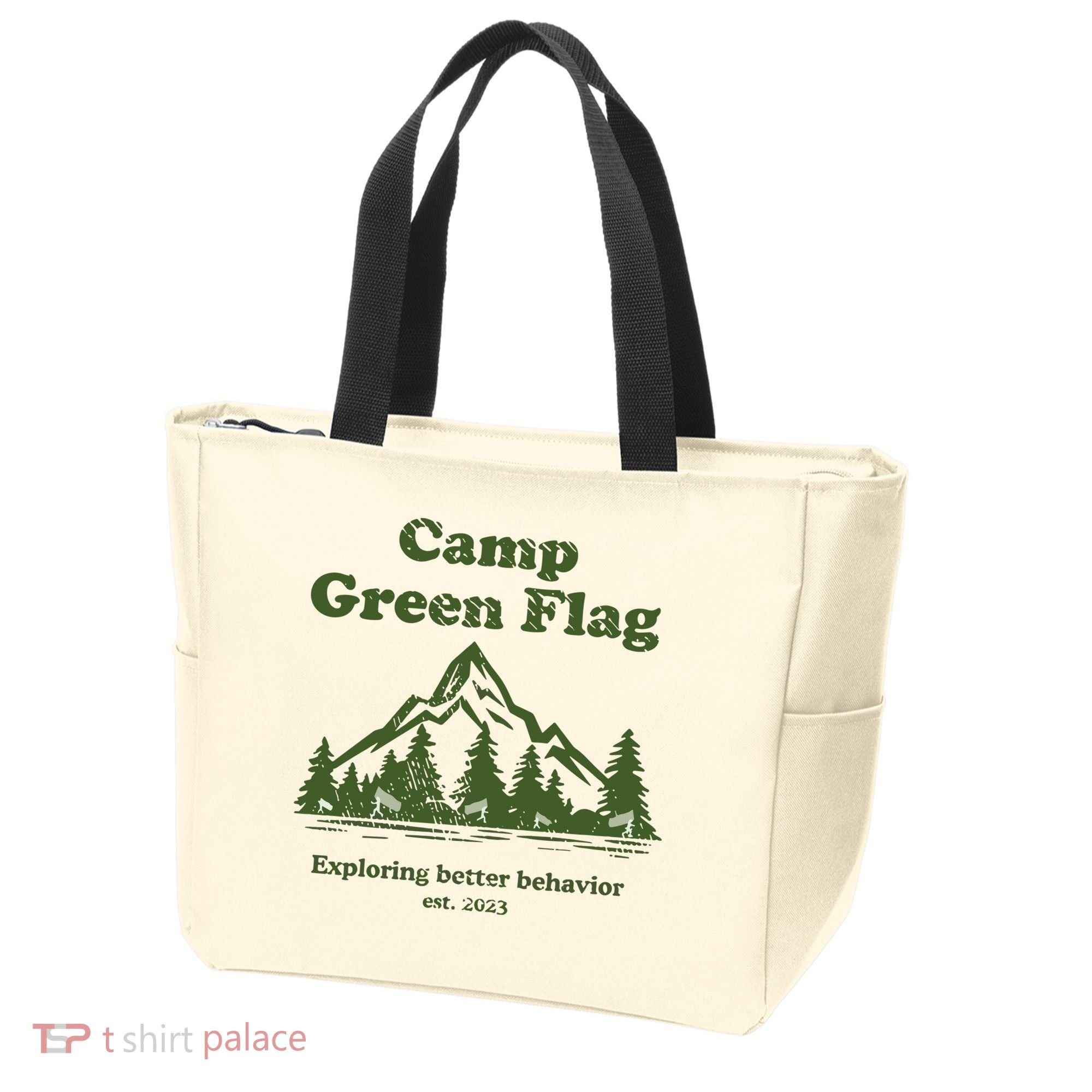 Camp Green Flag Exploring Better Behavior Est 2023 Tote Bag