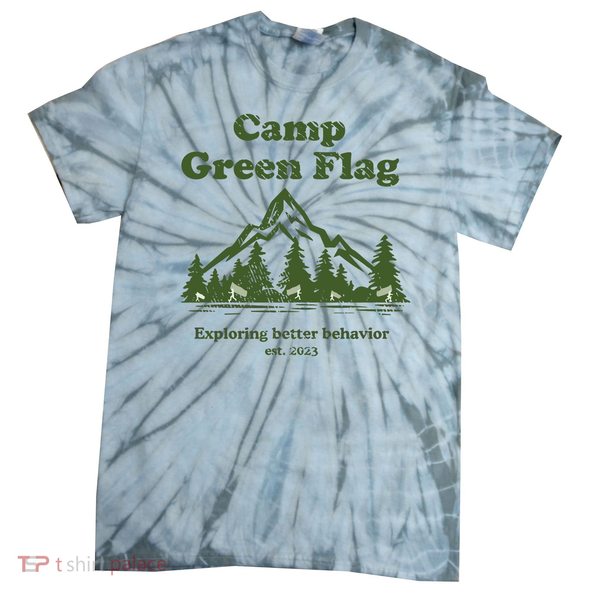Camp Green Flag Exploring Better Behavior Est 2023 Tie-Dye T-Shirt