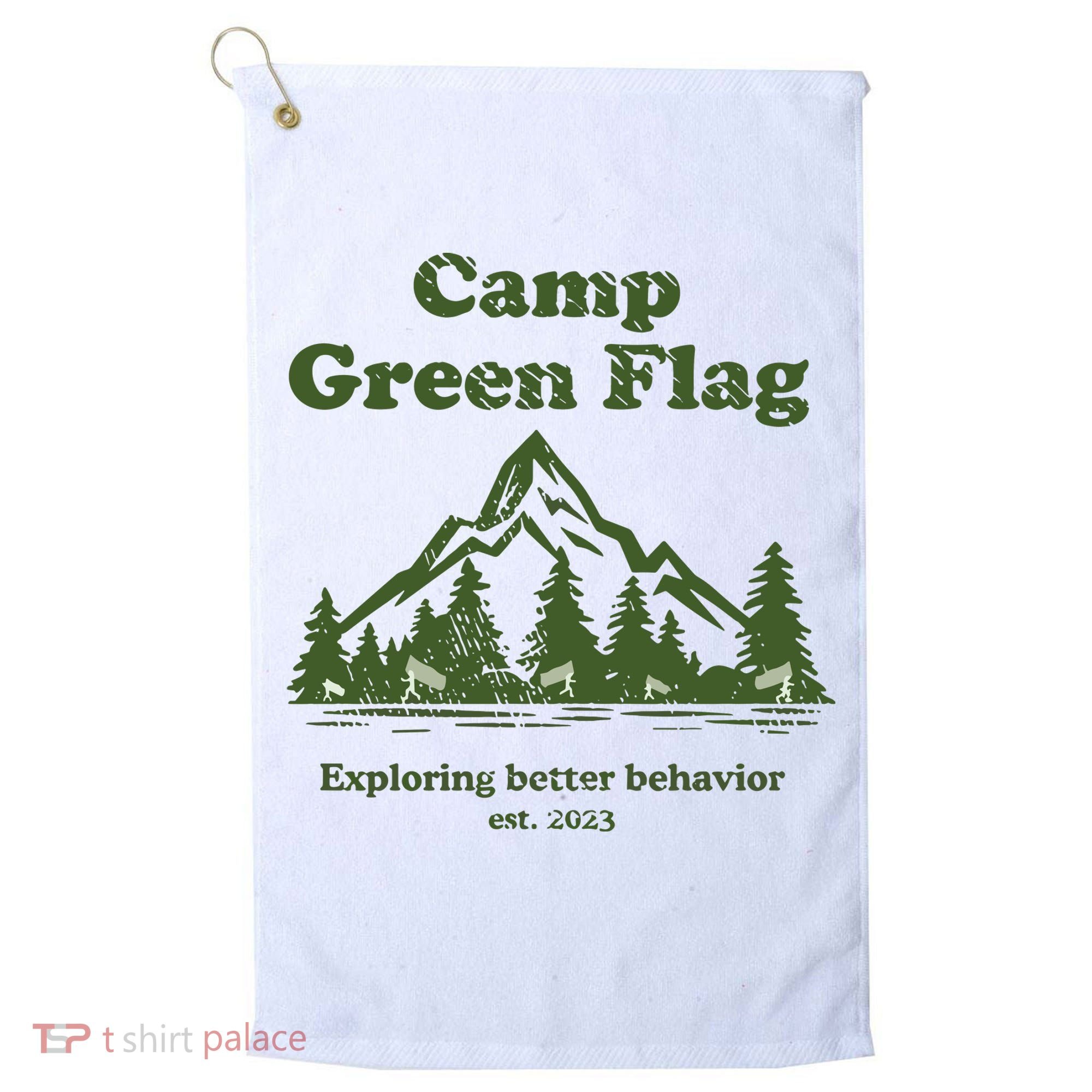 Camp Green Flag Exploring Better Behavior Est 2023 Golf Towel