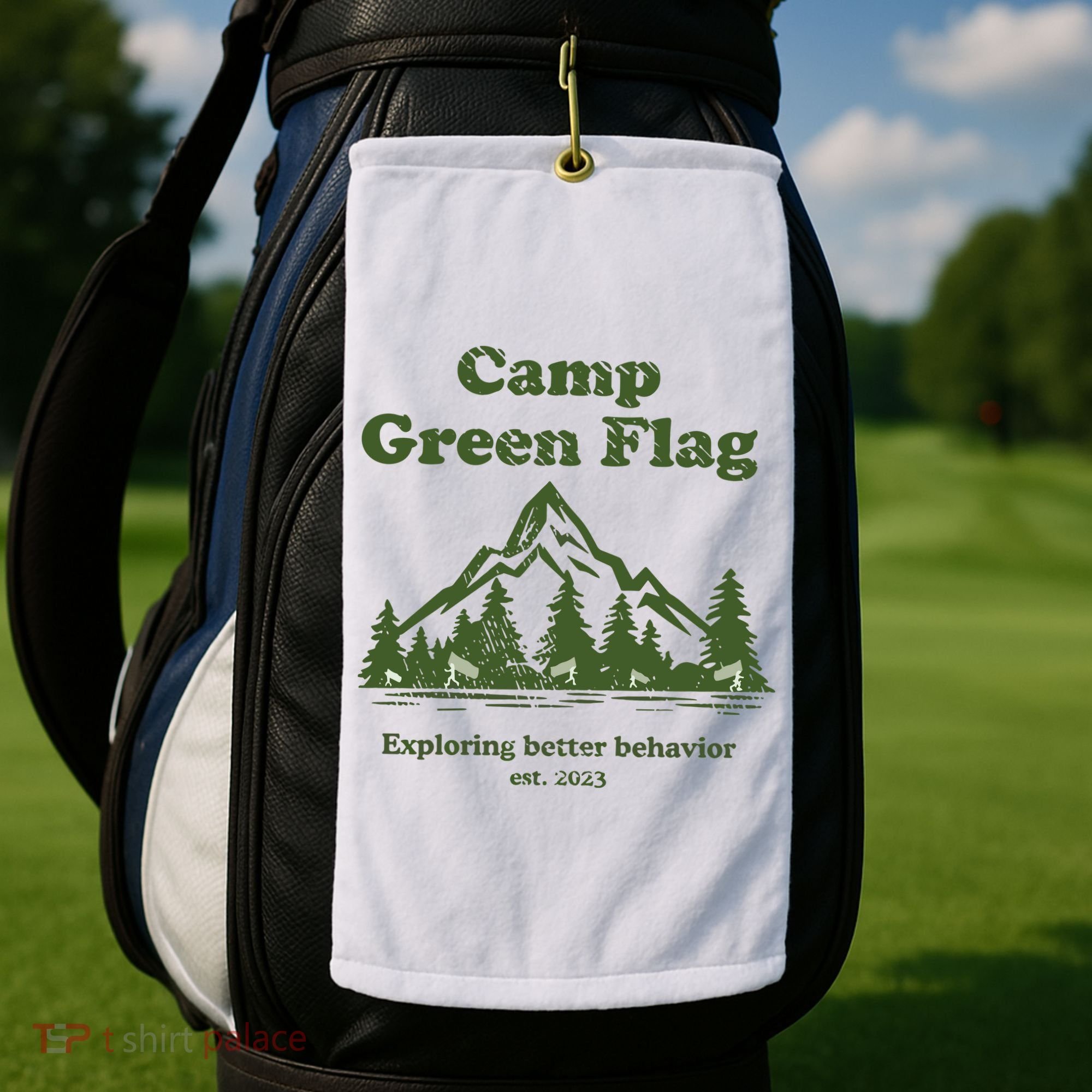 Camp Green Flag Exploring Better Behavior Est 2023 Golf Towel