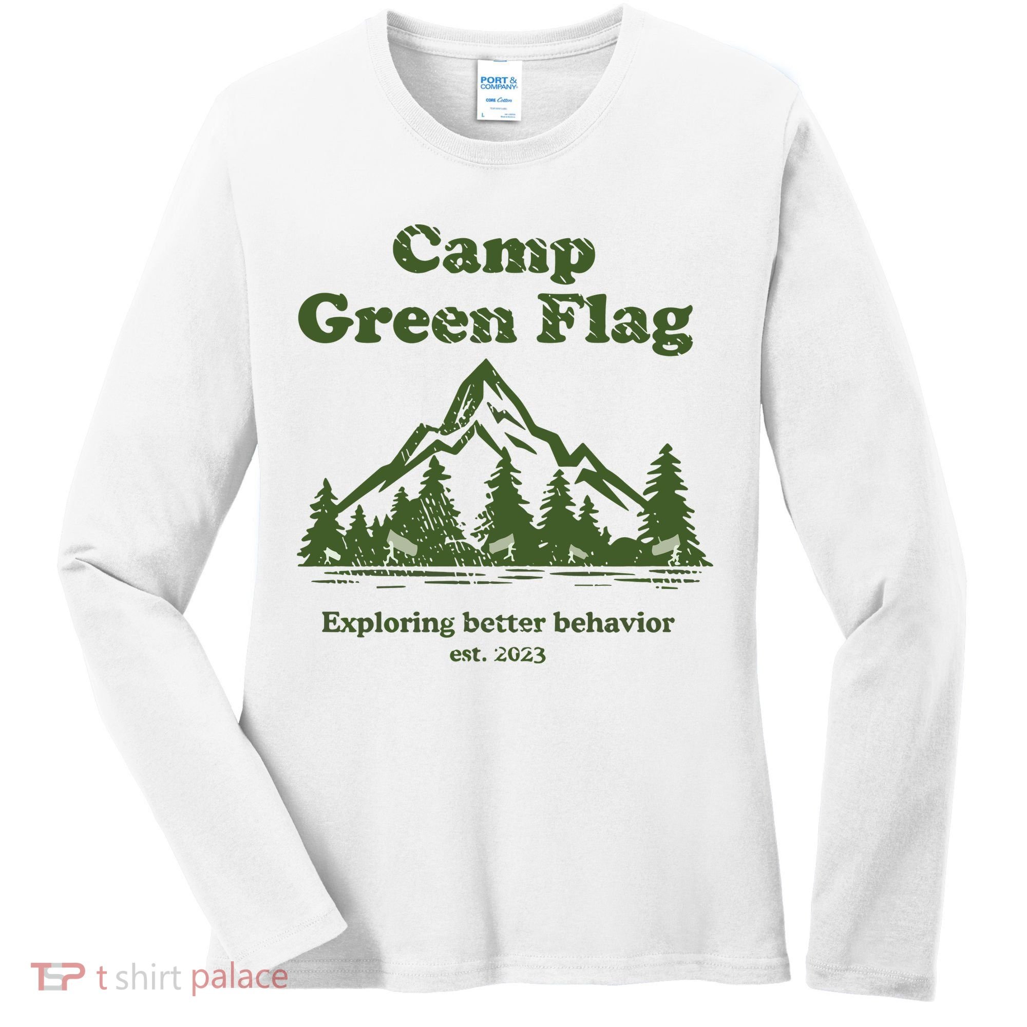 Camp Green Flag Exploring Better Behavior Est 2023 Women's Long Sleeve Shirt