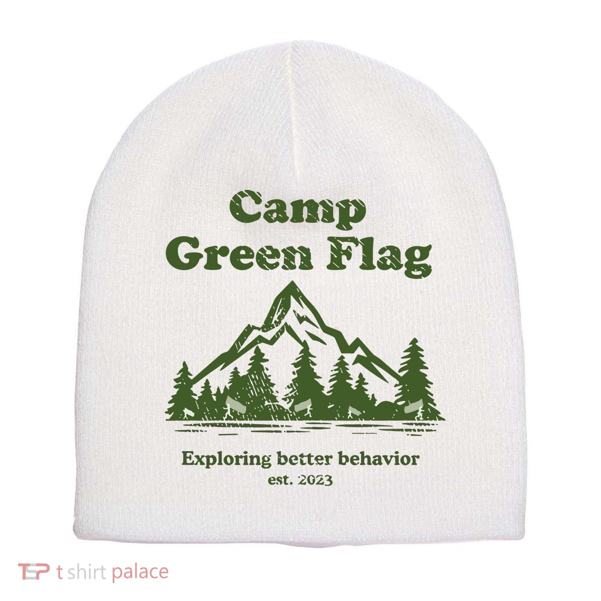 Camp Green Flag Exploring Better Behavior Est 2023 Short Acrylic Beanie