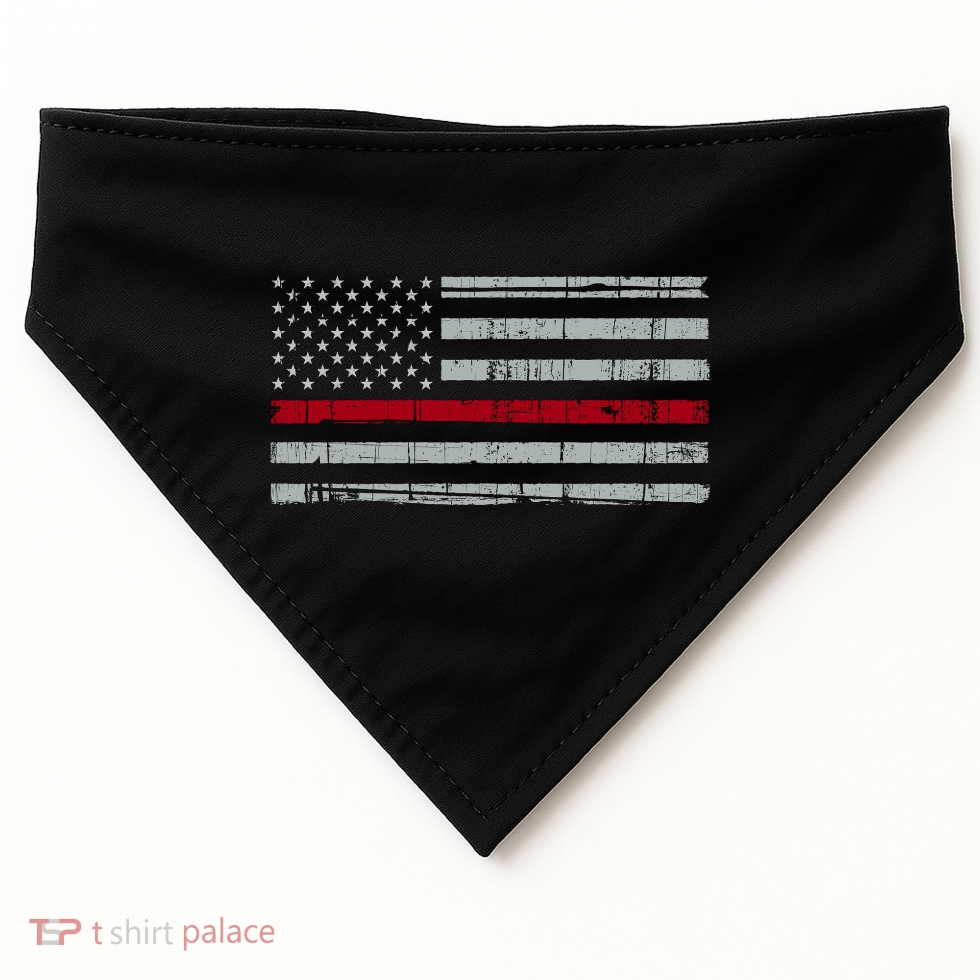 Cool Gift Firefighter Thin Red Line Flag USA-Made Doggie Bandana