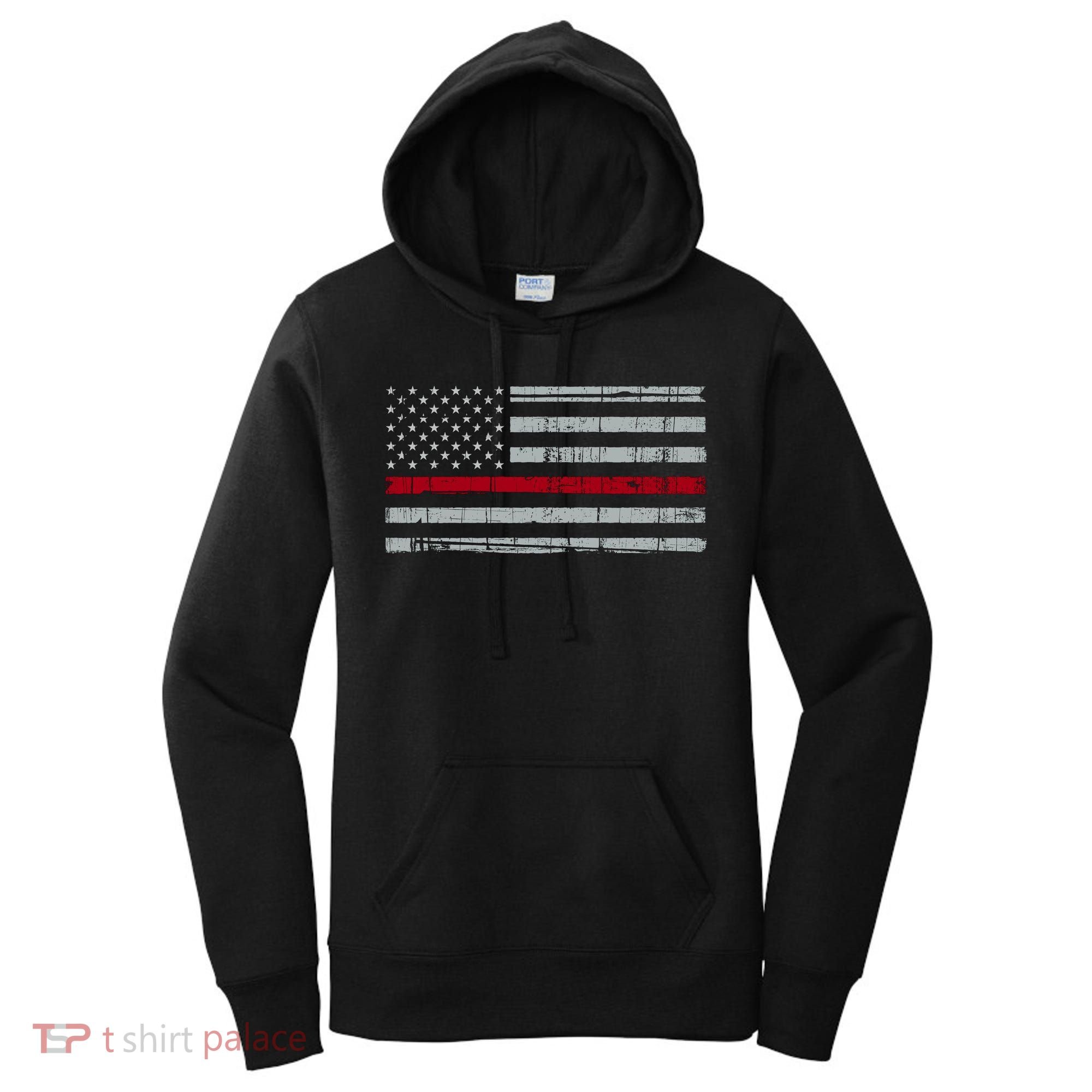 Cool Gift Firefighter Thin Red Line Flag Women's Hoodie