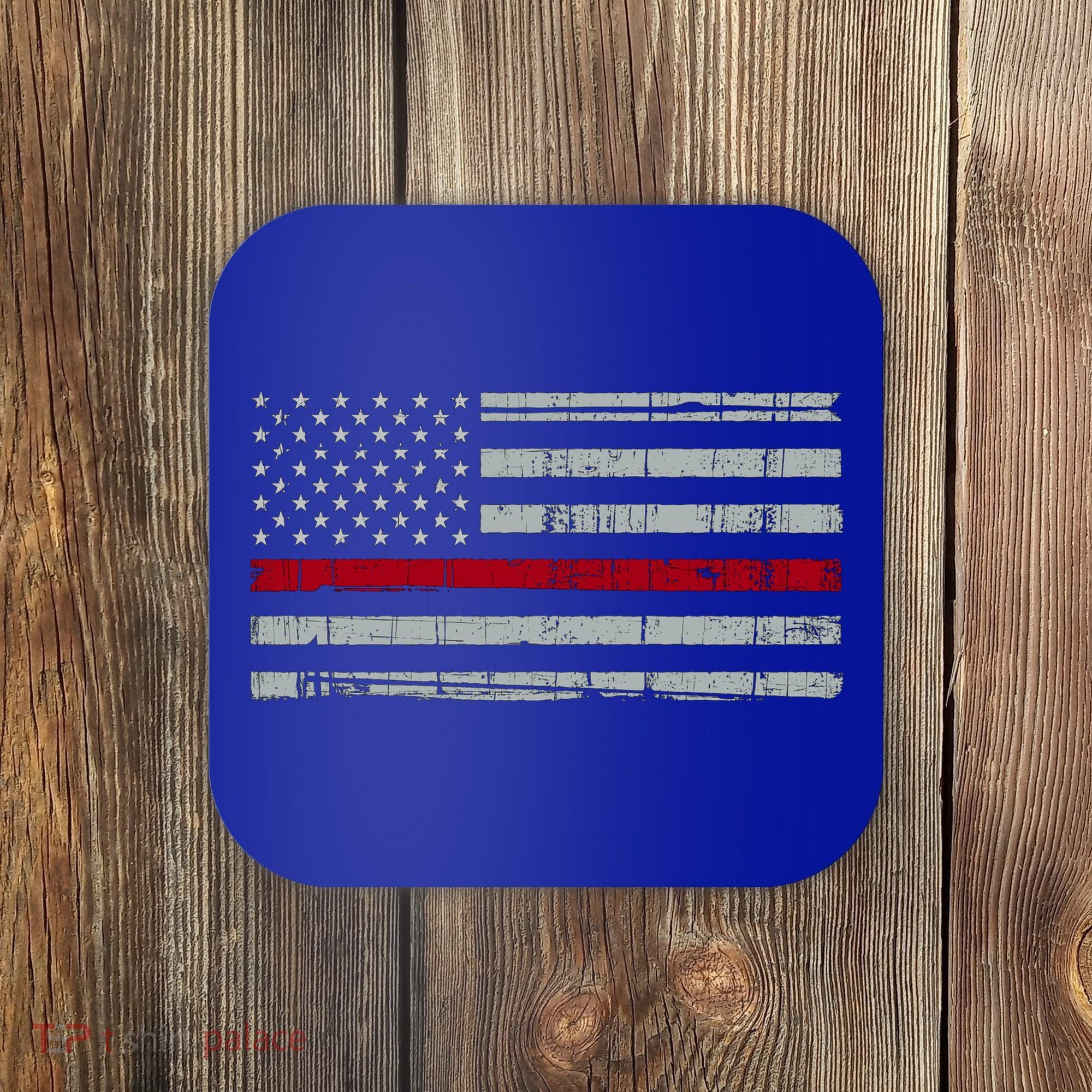 Cool Gift Firefighter Thin Red Line Flag Coaster
