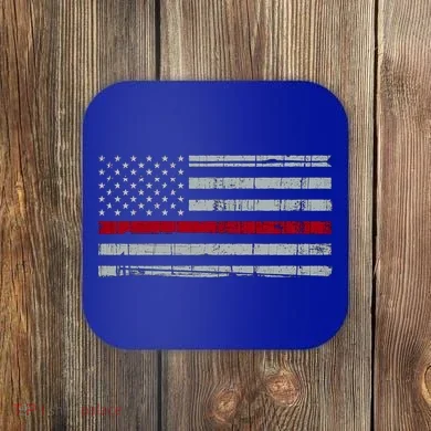 Cool Gift Firefighter Thin Red Line Flag Coaster
